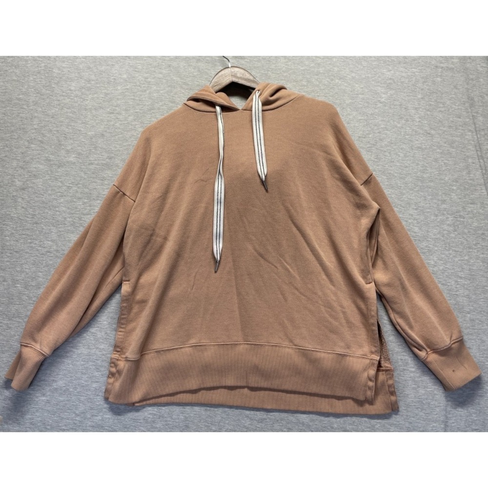 Aerie New Love Corded Hoodie Womens Medium Brown Cotton Oversized Fit Side Slit